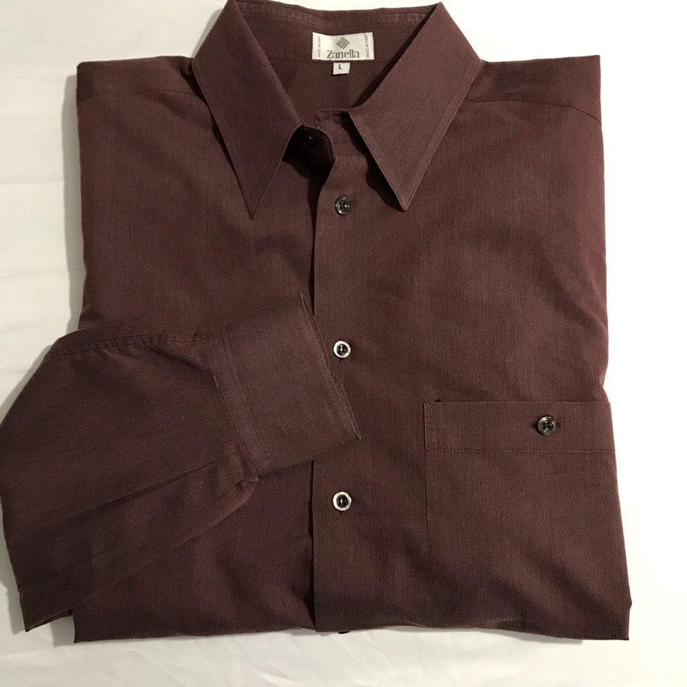Zanella Large Men’s Maroon Shirt - Made in Italy